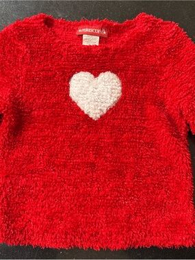 Periscope Kids Red Fuzzy Sweater with White Heart